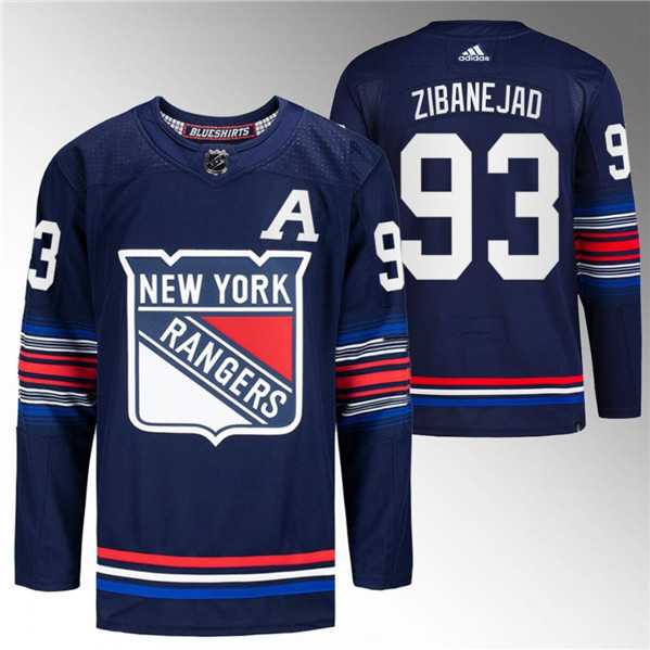 Mens New York Rangers #93 Mika Zibanejad Navy Stitched Jersey Dzhi->new york rangers->NHL Jersey